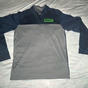 Seattle Seahawks NFL Team Apparel 1/4 Zip Pullover Mens Size Large Gray and Navy